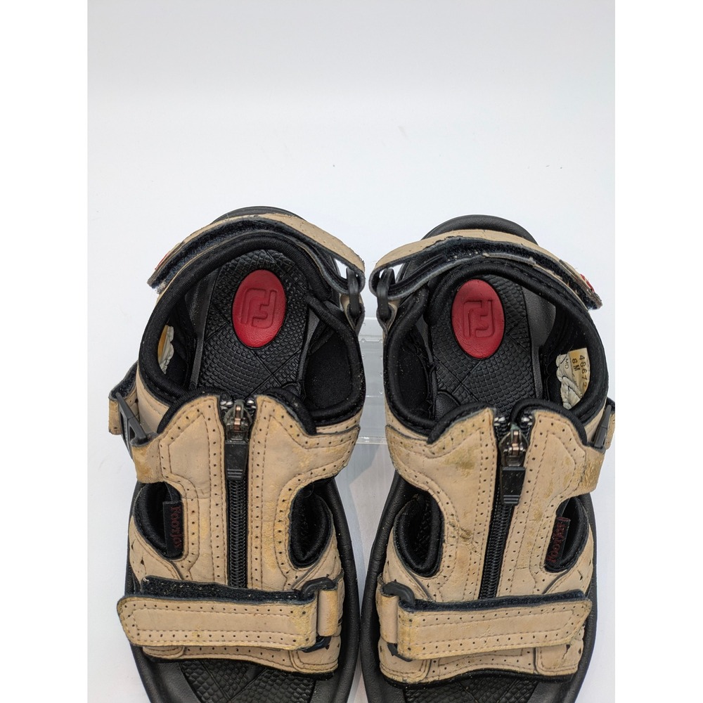 FootJoy Golf Sandals Mens Size 8 Beige Leather Spikeless Comfort Shoes - Picture 12 of 14